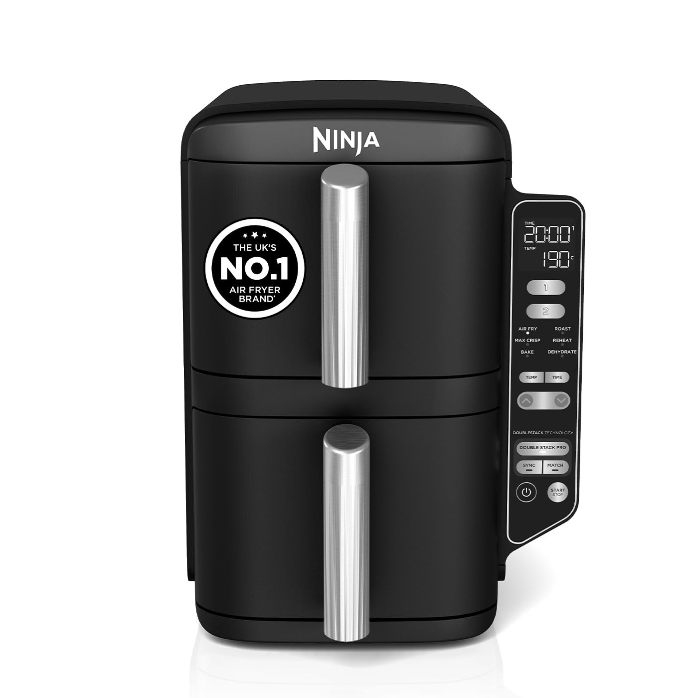 Double Stack Air Fryer 7.6L 2470W 6 Functions Black